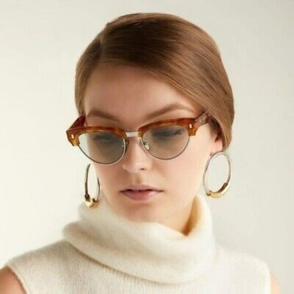Celine CL40059U 18N BRAND NEW Sunglasses Rhodium Havana Green Women Cat Eye - Picture 1 of 11